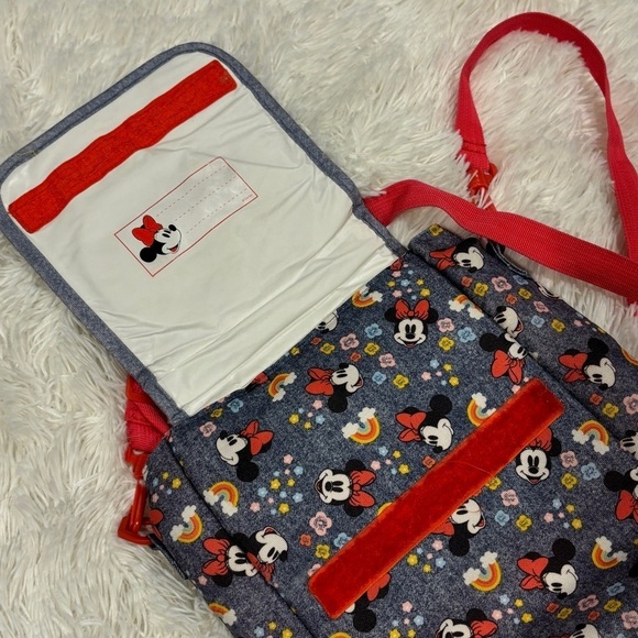 Disney Store Minnie Mouse Bow Denim Rainbow Print Insulated Lunch Bag - Picture 4 of 9